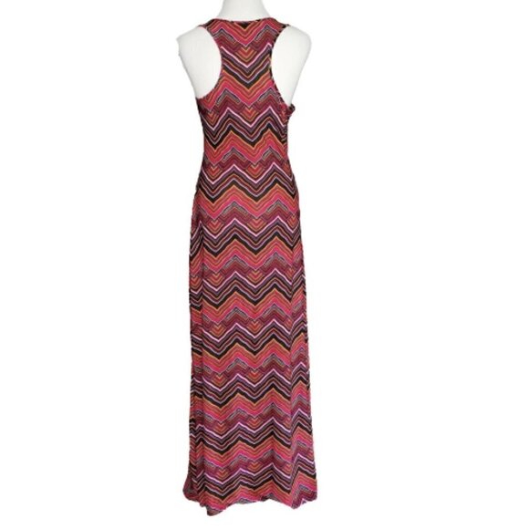 J & K Retro Zig Zag Racerback Sleeveless Long Maxi Length Tank Dress Size Medium - Picture 6 of 8